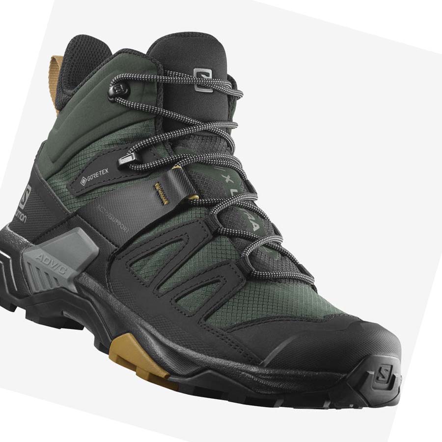 Salomon X ULTRA 4 MID GORE-TEX Erkek Yürüyüş Ayakkabısı Yeşil Siyah | TR 3542TCE